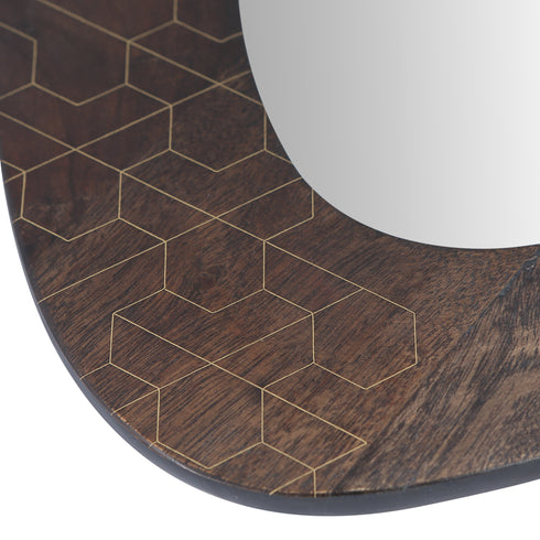 Triangle Wood Mirror with Brass Inlay